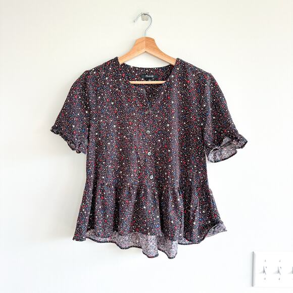 Madewell Studio Ruffle-Hem Top in Starry Night - Picture 2 of 9